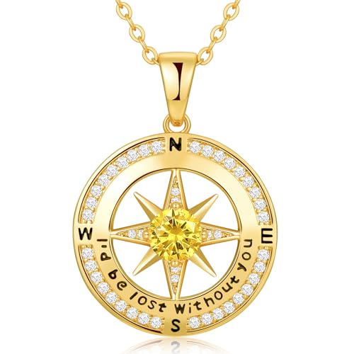 Zifeel Christmas Gifts for Women Compass Necklace for Wife Wedding Anniversary Jewelry for Women Girlfriend Valentines Day Mothers Day Gift for Mom Birthday Gifts for Her I'd Be Lost Without You