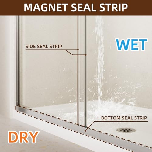 Image of Royal Guard Double Sliding Shower Door,44-48 inch W x 72 inch H,Brush Nickel