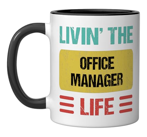 Taza Cerámica Office Manager Negra y Blanca miniatura 1