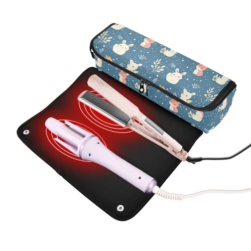 Bolso organizador para herramientas de cabello con diseño navideño de invierno, resistente al calor, para planchas y rizadores miniatura 2