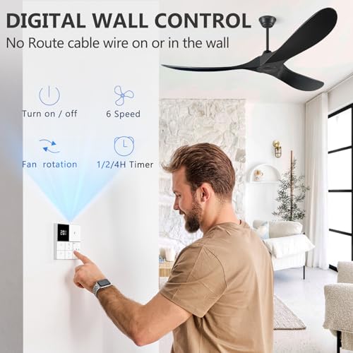 60 Inch Wood Ceiling Fan without Light - Outdoor Fan for Patio, Porch, Bedroom