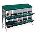 Nesting Boxes for Chickens, Chicken Nesting Box, Roll Away Nesting Box with Leg, Chicken Laying Boxes, Nesting Box for Hens with Lid Cover for Chicken Coop, 10 Compartments, Green