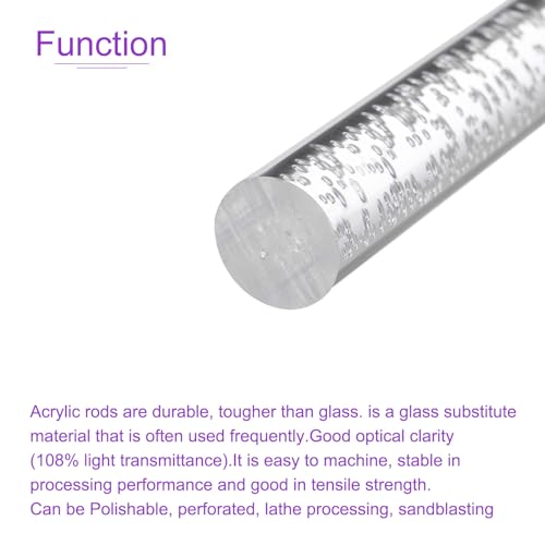 Image of DMiotech 3 /4 Inch x 10inch Acrylic Round Rod Solid Plastic PMMA Bar Stick for DIY Crafts Clear