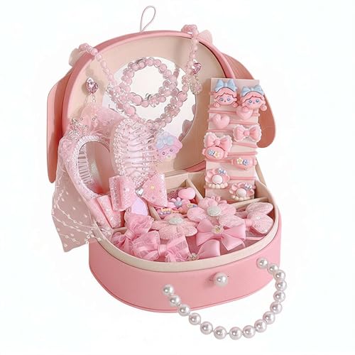 Hair Accessories Set with Jewelry Box for Girls, Children's Hair Accessory Gift Box, Gift Toys for Teen Girls Aged 4 5 6 7 8-12 (set1)
