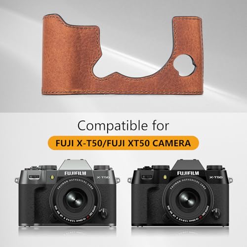 MUZIRI KINOKOO Fuji XT50 Case, Genuine Leather Protective Half Case Compatible for Fujifilm X-T50 Fuji XT50 Camera - Image 2