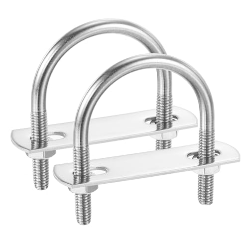 Image of PATIKIL Round U-Bolts, 2 Pcs 1.5 inch(38mm) Inner Width 58mm Length M6 with Nut Plate Washer 304 Stainless Steel Round Bend U-Bolts for Boat Trailer Axle Sailboat