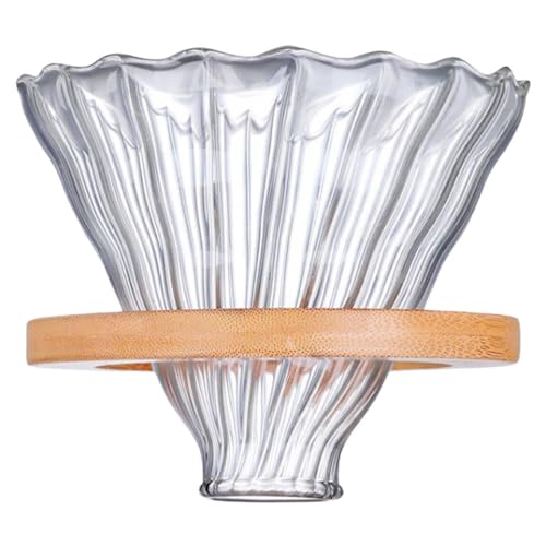 Reusable Glass Coffee Funnel with Wood Stand - Coffee Dripper for Rich Flavor, Stylish Design, and Easy Brewing - 4.52 X 4.52 X 3.93 Inch