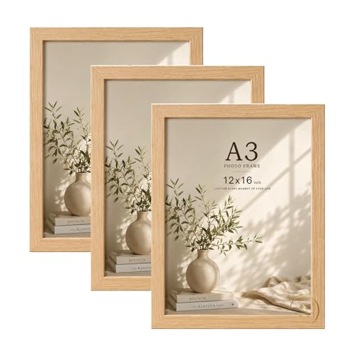Image of AbhiKalpya Art Studio A3 photo Frame Empty for Artwork and Painting,12x16 inch Photo frame Set of 3 (Beige)