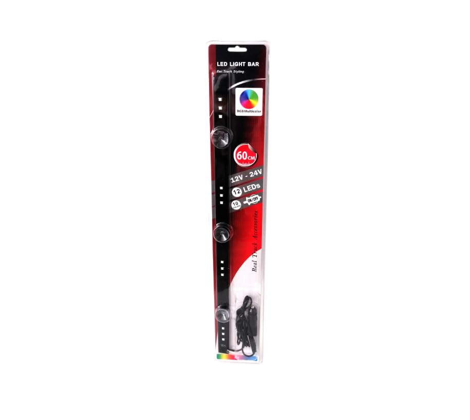 60cm 12-24V Barre Bande Lumineuse LED Multicolore RGB Décoration Pare-Brise pour Camion Voiture Caravane Bateau