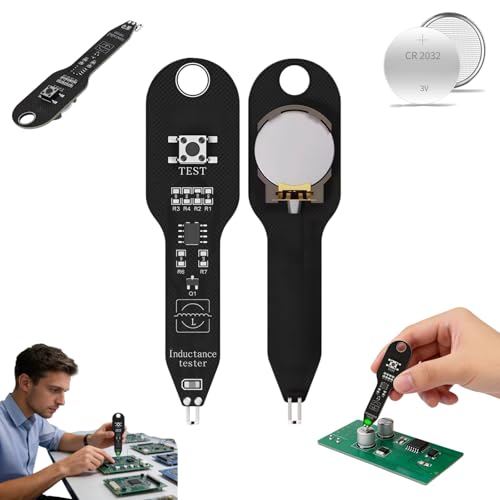 Electronic Circuit Board Tester Inductance Detector with Pass/Fail Indication Button Cell Powered Go/No-Go Tester for Fast Troubleshooting of Bad Inductors on PCBs