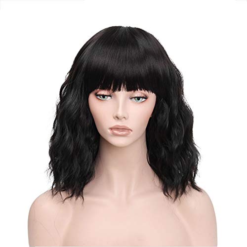 Perruques brésiliennes de cheveux humains synthétiques ondulées bob