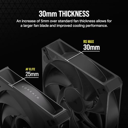 Corsair RS140 MAX 140mm PWM Thick Fan – High Static Pressure – Liquid Crystal Polymer Construction – Single Fan – Black 2