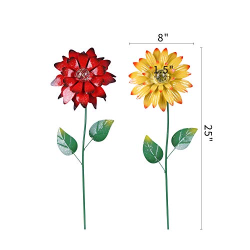 Tzssp Flower Stake Garden Stake 25 Inch Flower Garden Stakes Decor Glow In Dark Plant Pick Water Proof Metal Flower Stick Décor For Lawn Yard Patio Ornaments,Set Of 2,Gift For Mom #TOP6