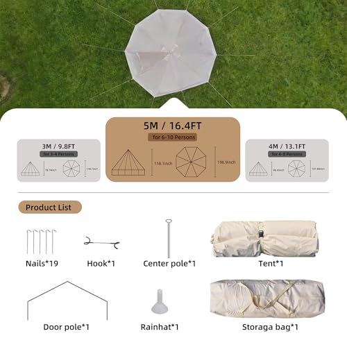 Carpa Bell 4 estaciones beige 16.4 pies para camping familiar miniatura 7