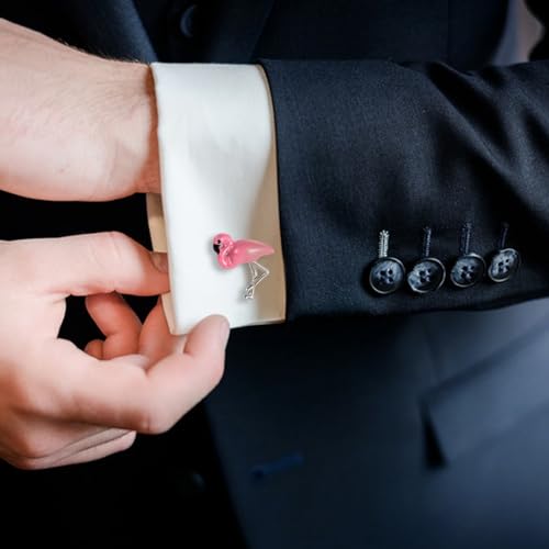 HAWSON Pink Flamingo Cuff Links Mens, Pink Personalized Cufflinks for Men Flamingo Valentines Gifts3