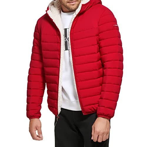 Image of Calvin Klein mens Lightweight Packable Down Jacket With Sherpa Lining