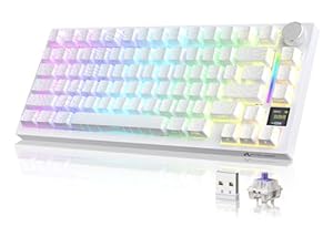 YINDIAO ATTACK SHARK X820 Ultra Gasket Mechanische Tastatur mit TFT-Bildschirm und Knopf, 75% ANSI-Layout, 2, 4 GHz/BT/Wired, 5 Sound-Absorbing Foams, Hot-Swap, für PC, MAC (Weiß, Gift Switch)