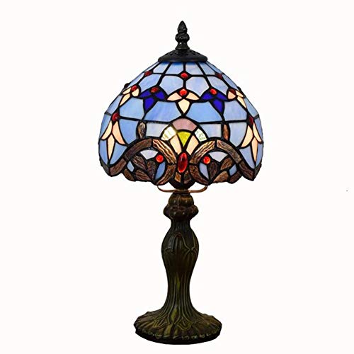Image of Lila Baroque Tiffany Style Table Lamps Lighting 8 Inch Glass Painting Lampshade Ancient Base for Living Room Bedroom