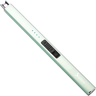 SUPRUS Electric Lighter Arc Windproof Flameless USB Rechargeable Lighter with Safety Lock for Candle BBQ Camping (Light Green)