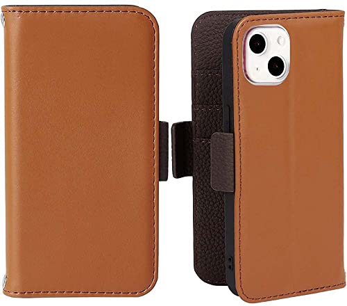 Housse en cuir iPhone 13 clapet marron, l'élégance d'une protection haut de gamme