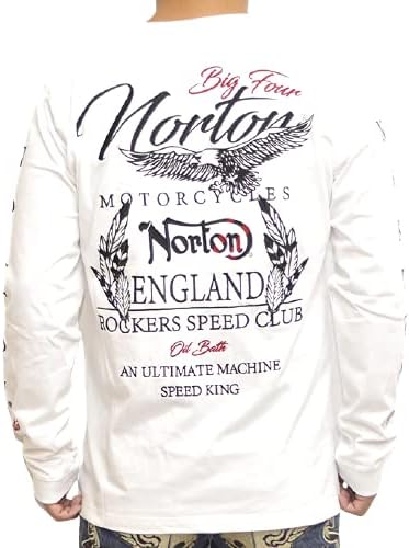 Amazon ノートン Norton 服 アパレル 213n1108 長袖tシャツ ホワイト色 バックモチーフイーグル刺繍 ロンt ロゴ バイク バイカー 刺繍 メンズ トップス Xxl Tシャツ カットソー 通販