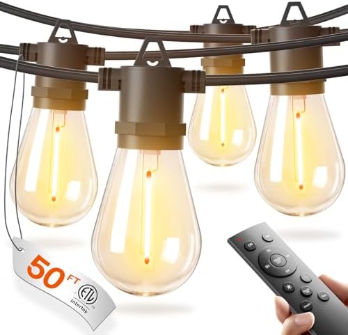 addlon 50FT LED Outdoor String Lights Waterproof Patio Lights with 16+1 Edison Shatterproof Bulbs, Commercial Grade Weatherproof Strand, ETL Listed Decorative for Garden or Patio