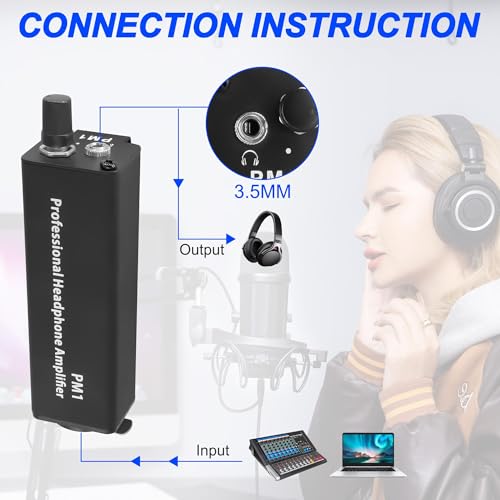 XMSJSIY Amplificador de monitor auriculares estéreo con XLR / entrada de 6,35 mm, convertidor de salida de 3,5 mm, portátil, control de volumen de audio, para tecladores, bateristas, guitarras - imagen 6