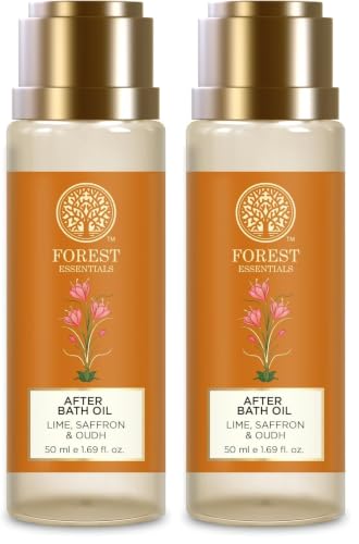 Image of Forest Essentials- After Shower on Wet Skin, After Bath Oil Lime Saffron Oudh||