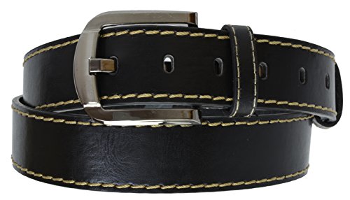 MARSHAL Contrast Stitch Bonded Leather Mens Dress Belt