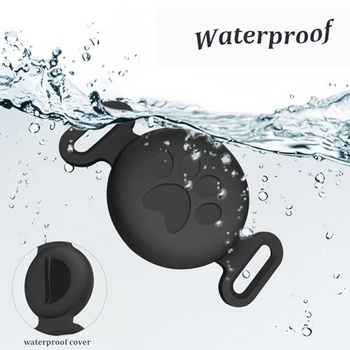 Vancle Hülle für AirTag Katzenhalsband, [2 Stück] Wasserdicht Silicone Schutzhülle für Apple Air Tag GPS Finder für Haustier Airtags Halsband Katze [1 mit Muster + 1 ohne Muster]