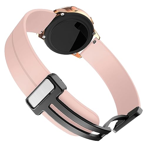 Image of ACM Watch Strap Silicone Belt Magnetic Clasp 20mm compatible with Samsung Galaxy Watch 6 Classic 44mm & 47mm Smartwatch Sports Hook Band Creame Pink