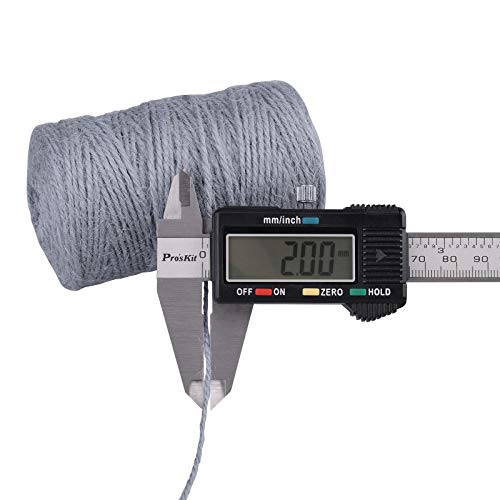 Image of KINGLAKE Natural Jute Twine - 328 Feet, Arts & Crafts, Christmas, Durable Packing String, Gray