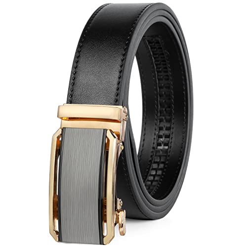 Image of Founders & C Men's Ratchet Belt 1 3 /8 inch,Leather Dress Belt Adjustable with Click Sliding Buckle Trim to Exact Fit