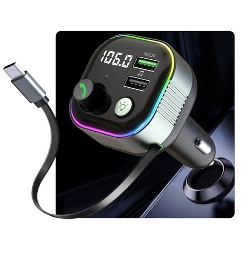 LIHAN Bluetooth 5.4 FM Transmitter for Car, 36W(12V)-65W(24V) Type C