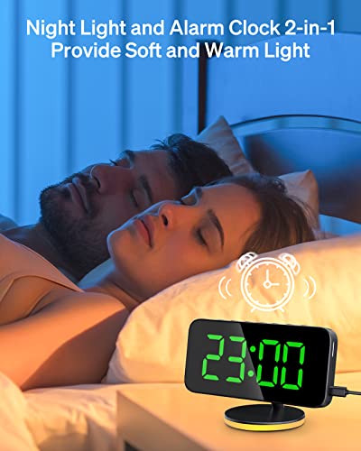 Onlynew Cuckoo Clocks Digital Alarm Clock - 6" Led Mirror Large Display Wall Clocks With Dual Usb Ports, Snooze Mode With Night Light, Wall Clock For Bedrooms #TOP1