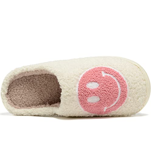 Women Men Retro Fuzzy Face Slippers Retro Soft Fluffy Warm Home Non-Slip Couple Style Casual Happy Face Slippers Soft Memory Foam Fuzzy Slides Indoor Outdoor Anti-Skid Warm Cozy Foam Slide4