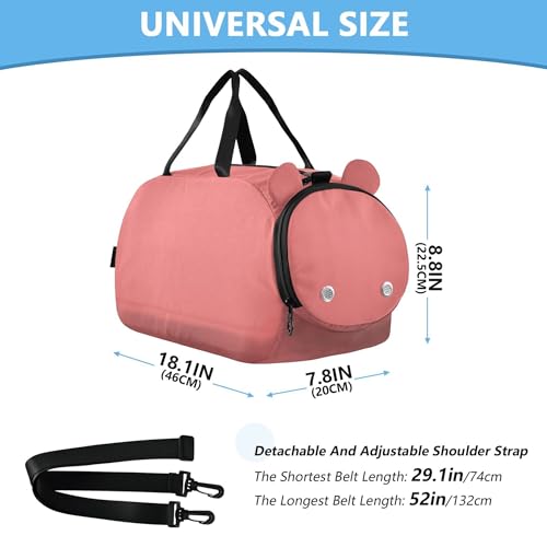 Plain Pink Solid Color Youth Sports & Travel Duffle Bag with Shoe Compartment,Waterproof Gym Bag for Girls and Boys (Overnight Essentials Organizer)3