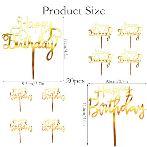 Image of 2packs Cake Toppers For Cake Decoration, 20pcs Happy Birthday Cake Topper For Party Supplies, Cake Decorating Items Toppers For Birthday Celebration, Modern Birthday Decoration For Kids, Adults