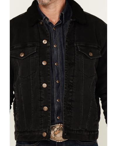 Cody James Men's Outlaw Sherpa Lined Denim Trucker Jacket - Cjho24o2-Blk3