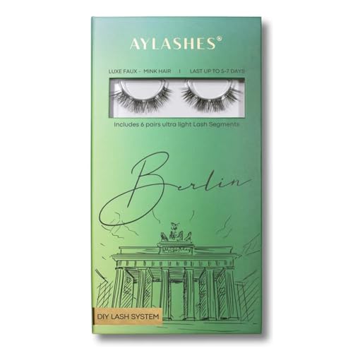 AYLASHES - DIY Wimpernextensions BERLIN Wimpernbänder |6 Paar | bis zu 7 Tage Halt | Wimpern DIY Set für zu Hause | künstliche Wimpern | lash extension set | 11mm - 13mm