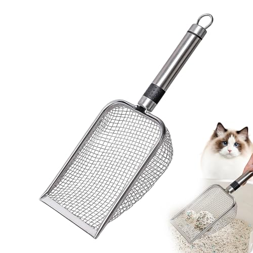 Generico Cat Litter Scoop - Fine Mesh Cat Litter Scoops | Wooden Handle Pet Cleaning | Litteer Scoop Wooden Handle for Cleaning Pets, Dogs, Cats