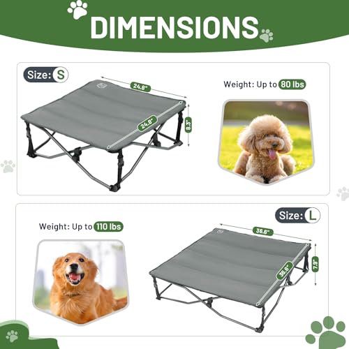 TIMBER RIDGE Large Elevated Dog Bed, 3-in-1 Portable, Folding, and Raised with Removable Pad Mat, Cooling Design for Indoor and Outdoor Use, Grey - Image 4