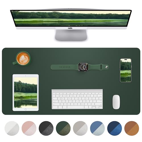 Image of Non-Slip Desk Pad,Mouse Pad,Waterproof PU Leather Desk Protector,Ultra Thin Large Desk Blotter,Waterproof Keyboard mat for Office /Home /Decor(Dark Green 23.6 inch x 13 inch)