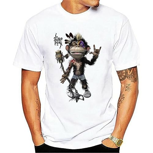T-shirt Monkey Goz Shaka Ponk blanc de haute qualité avec imprimé durable
