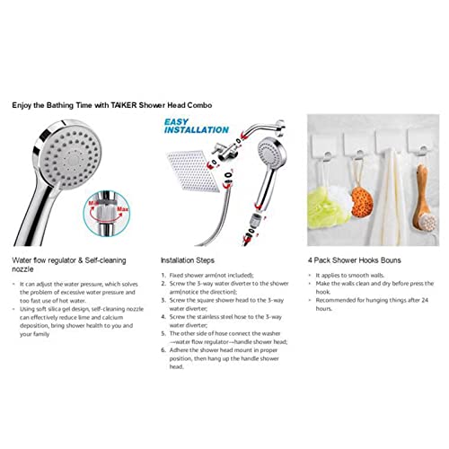 Shower head haute pression combiné douche de tête avec flexible - 4