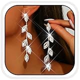 Catery Crystal Drop Earrings Silver Rhinestone Earrings Wedding Jewelry for Women