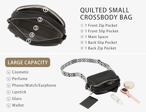 Crossbody Purse for Women with Adjustable Wide Guitar Strap, Small Vegan Leather Cross Body Camera Shoulder Bags4