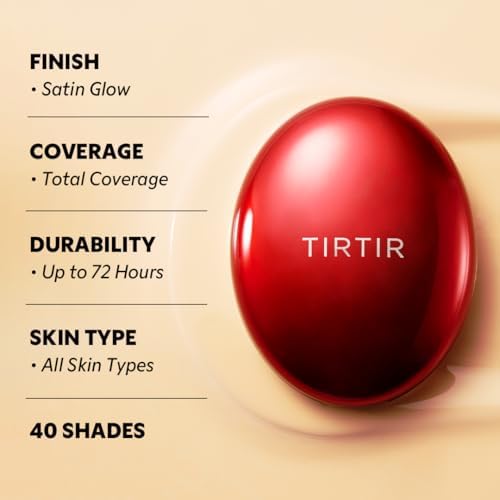 TIRTIR Mask Fit Red Cushion Foundation | Full coverage, Weightless, Skin fit, Satin Glow Finish, Korean Makeup BB Foundation, beauty, Tattoo cover up, Buildable (#23N Sand, 0.63 Fl Oz) - 4