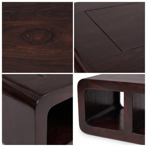 Image of SONA ART & CRAFTS Sheesham Wooden Center Table for Living Room Home with Storage | Tea Coffee Table Wooden | Centre Table for Living Room - Walnut Finish