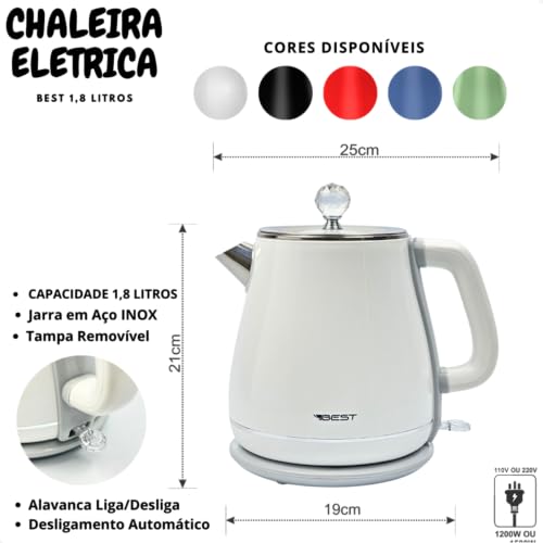 Chaleira Jarra Elétrica Colorida Colors 1.8 L Best Moderna 127V (Branca) glide